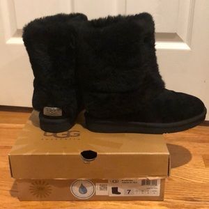 Black fur ugg boots